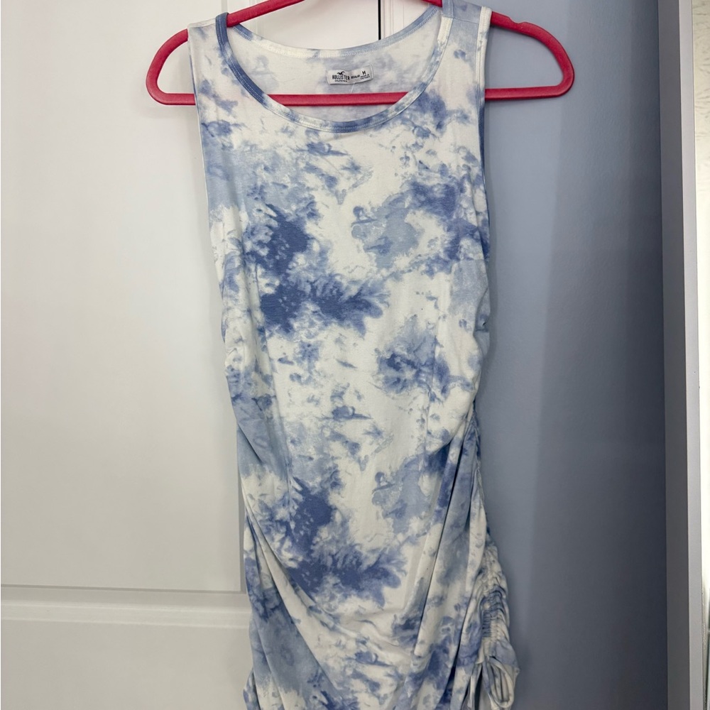 Hollister Blue and White Tie-Dye Top
